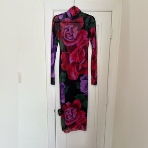 AFRM Floral Long Sleeve High Neck Dress